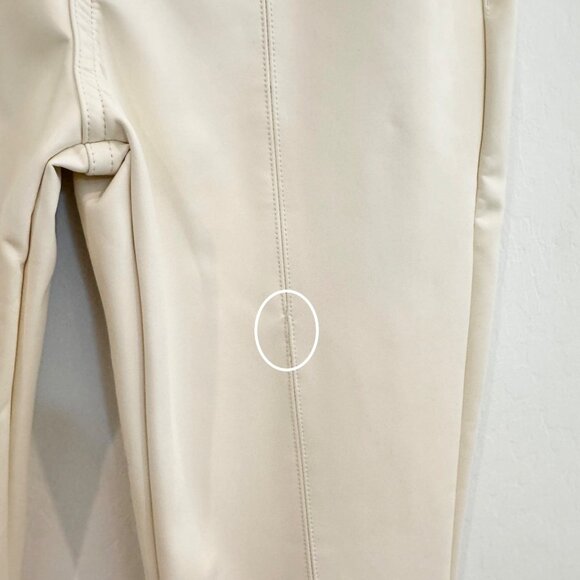 7 For All Mankind Faux Leather Kick Flare Pants Office Business Work Cream 23 - Picture 8 of 12